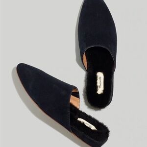 ISO MADEWELL THE SUEDE KASEY MULES SHEARLING IN TRUE BLACK SZ 8